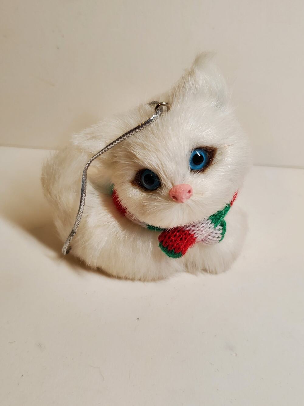 Natural Fiber Ornament - White Cat